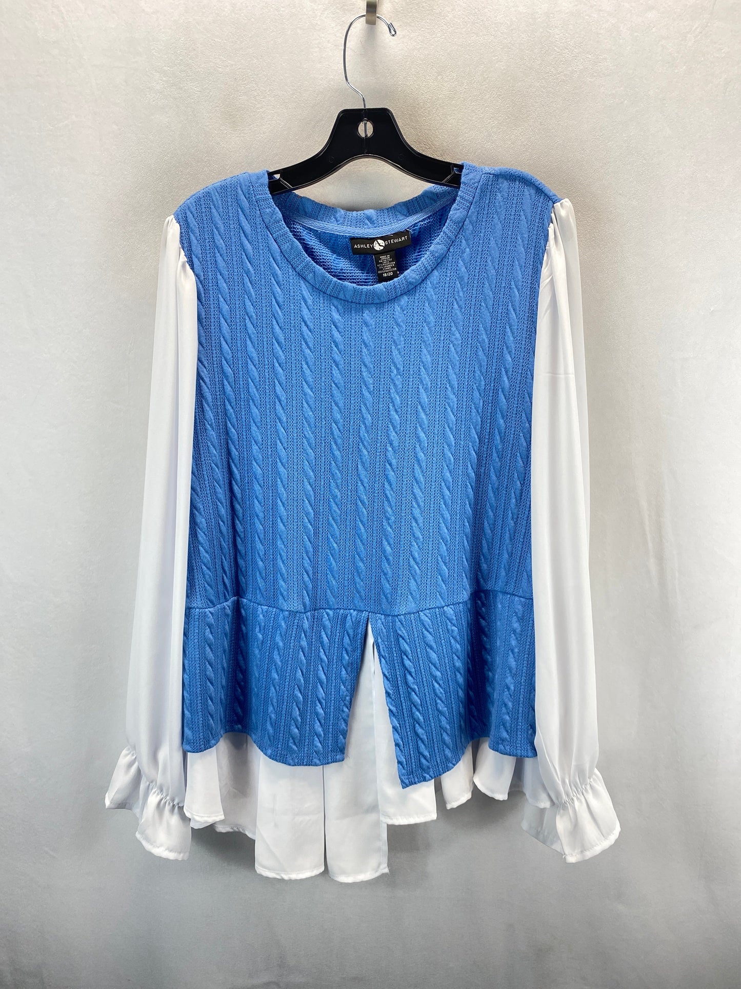 Top Long Sleeve By Ashley Stewart In Blue, Size: 18