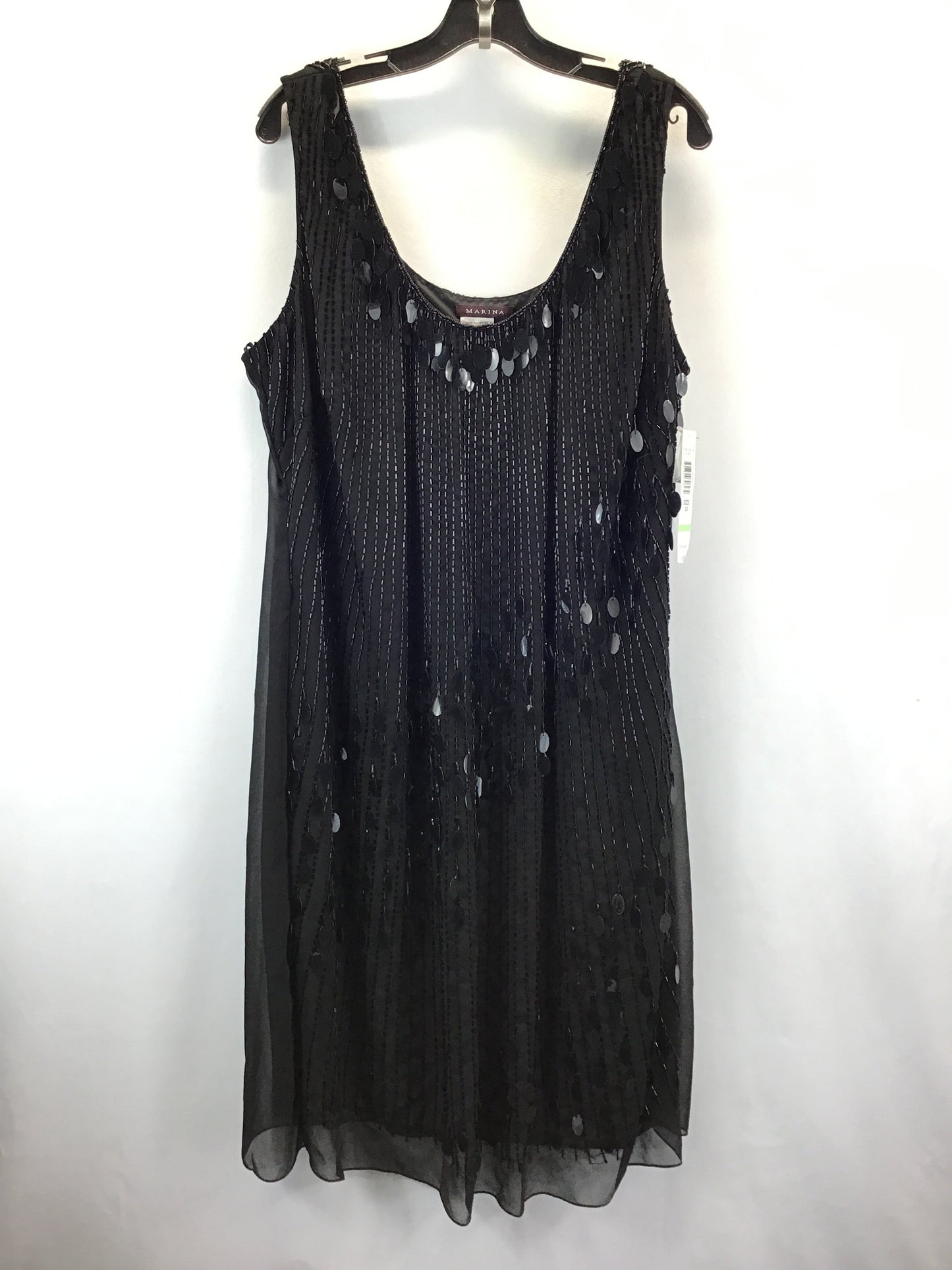 Black Dress Party Midi Marina, Size 1x