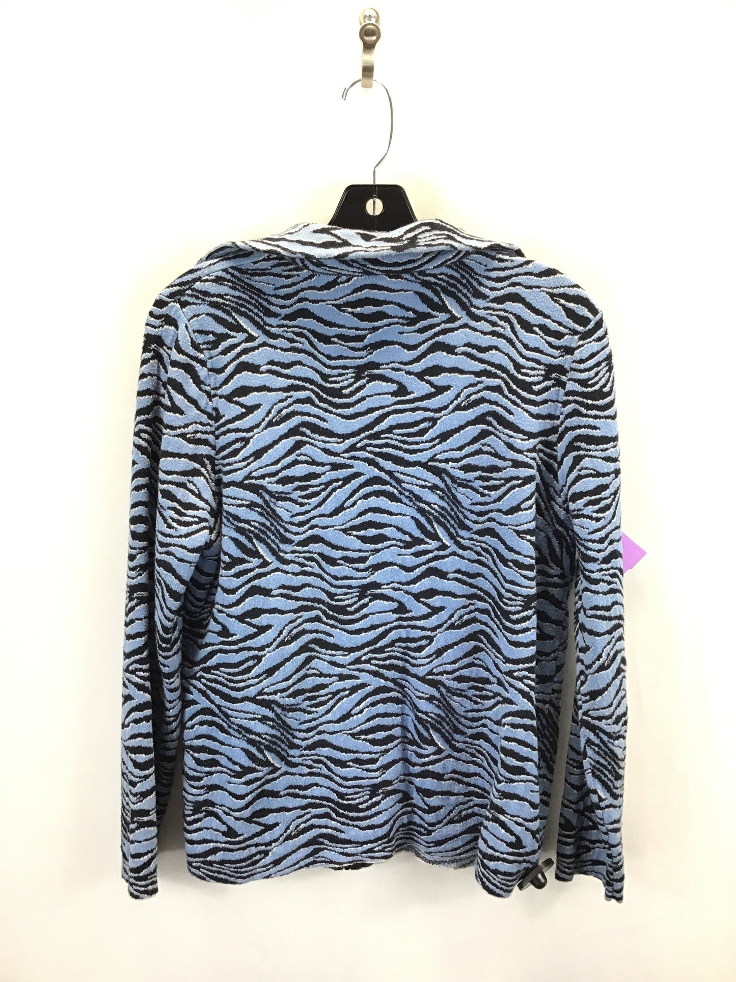 Sweater Cardigan By Chicos In Black & Blue, Size: 2