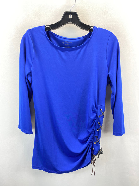 Blouse 3/4 Sleeve By Chicos In Blue, Size: 0(Small)