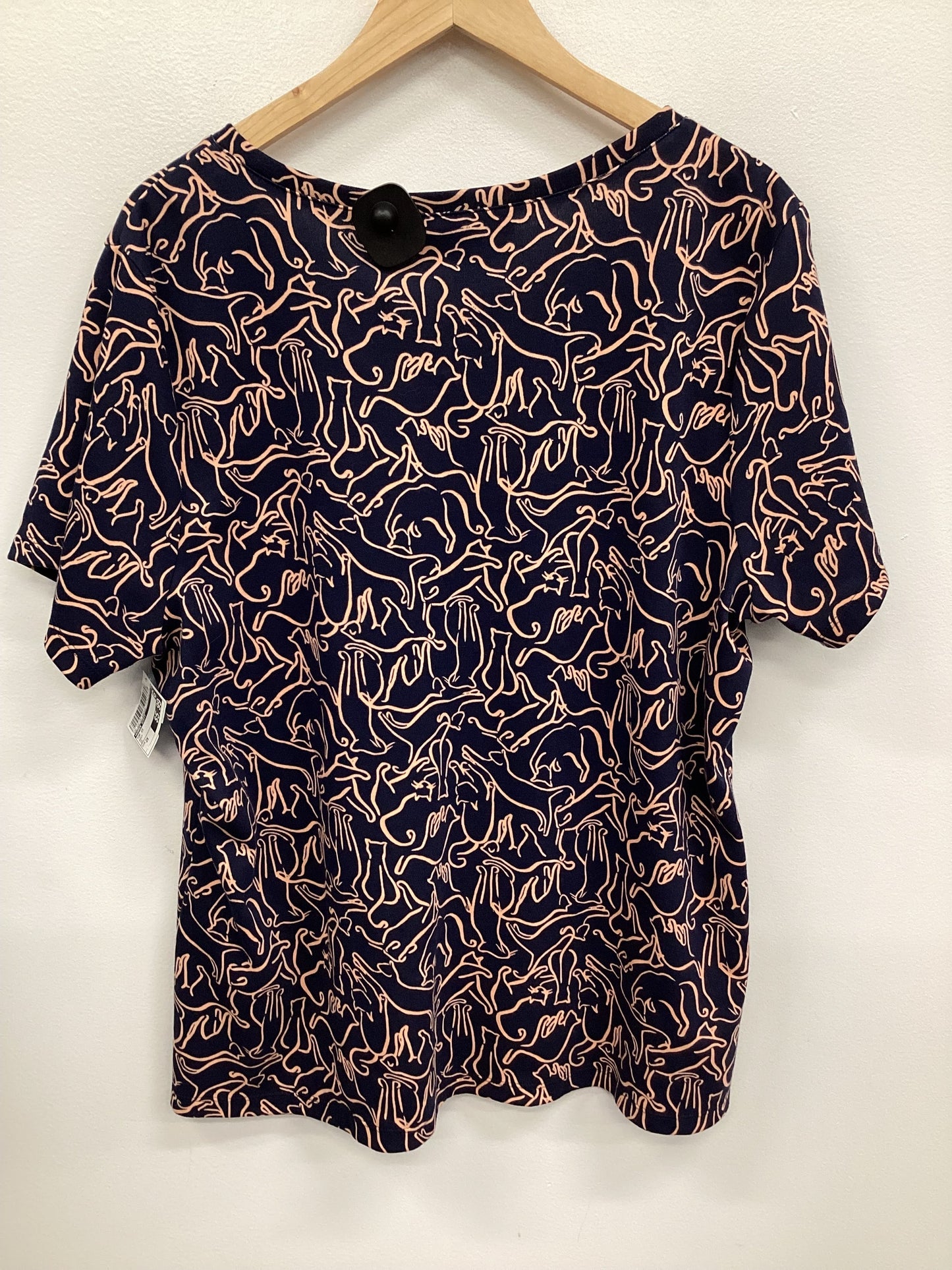 Top Short Sleeve By Karen Scott In Navy, Size: 2x