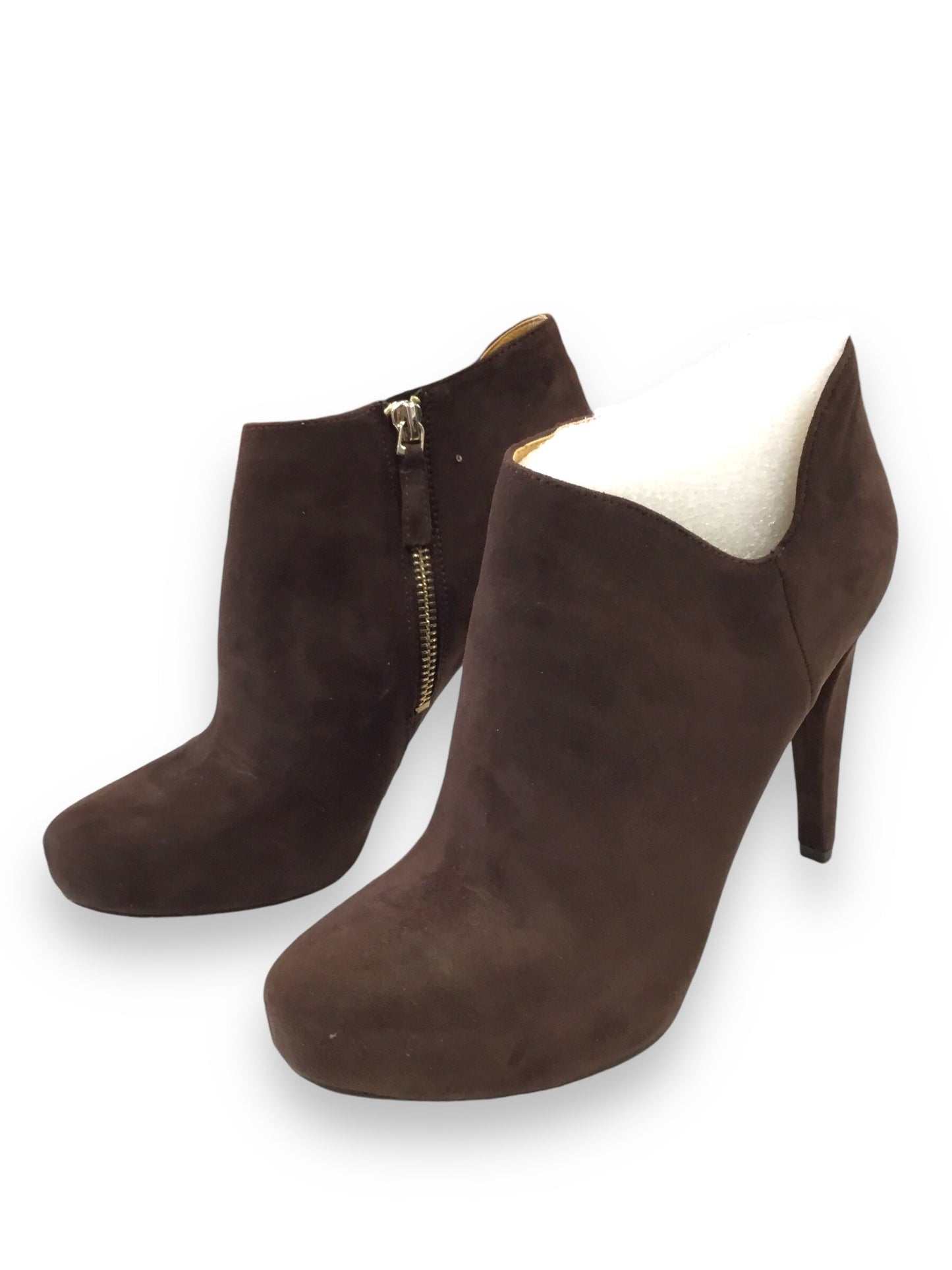 Boots Ankle Heels By Nine West In Brown, Size: 7.5