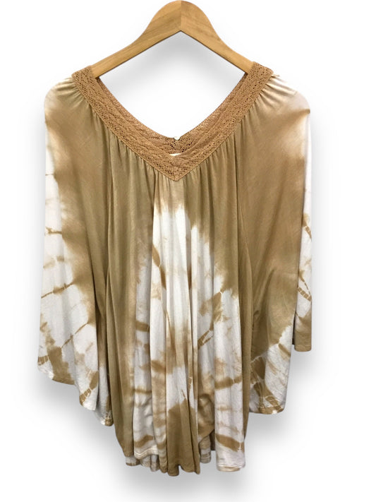 Top Long Sleeve By Chicos In Brown & Cream, Size: Xl