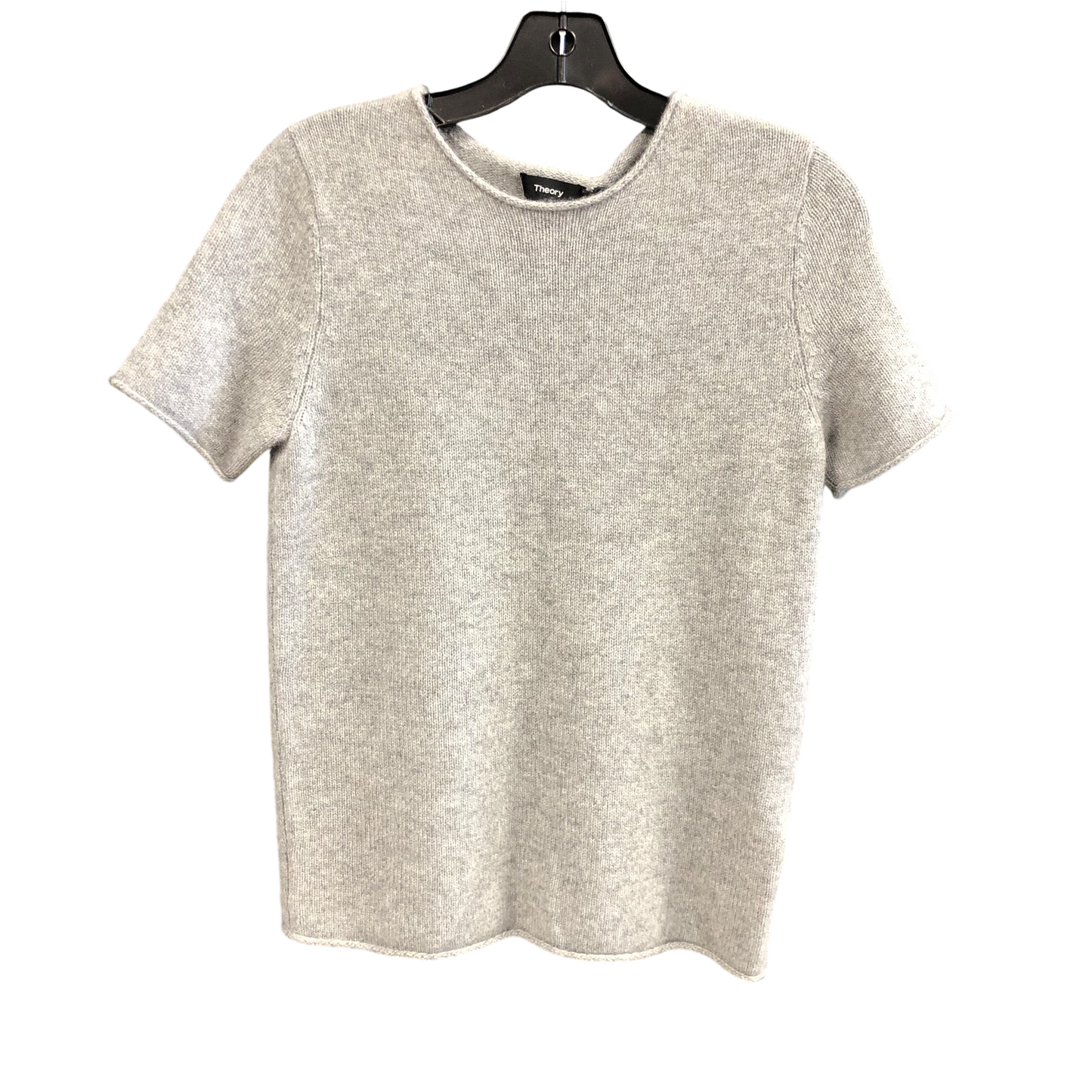 Top Short Sleeve Designer By Theory In Grey, Size: S