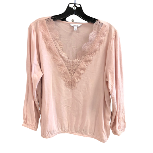 Top Long Sleeve By Express In Pink, Size: L