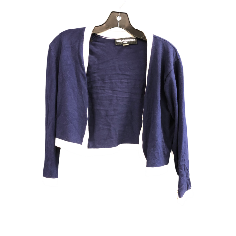 Cardigan Designer By Karl Lagerfeld In Blue, Size: L