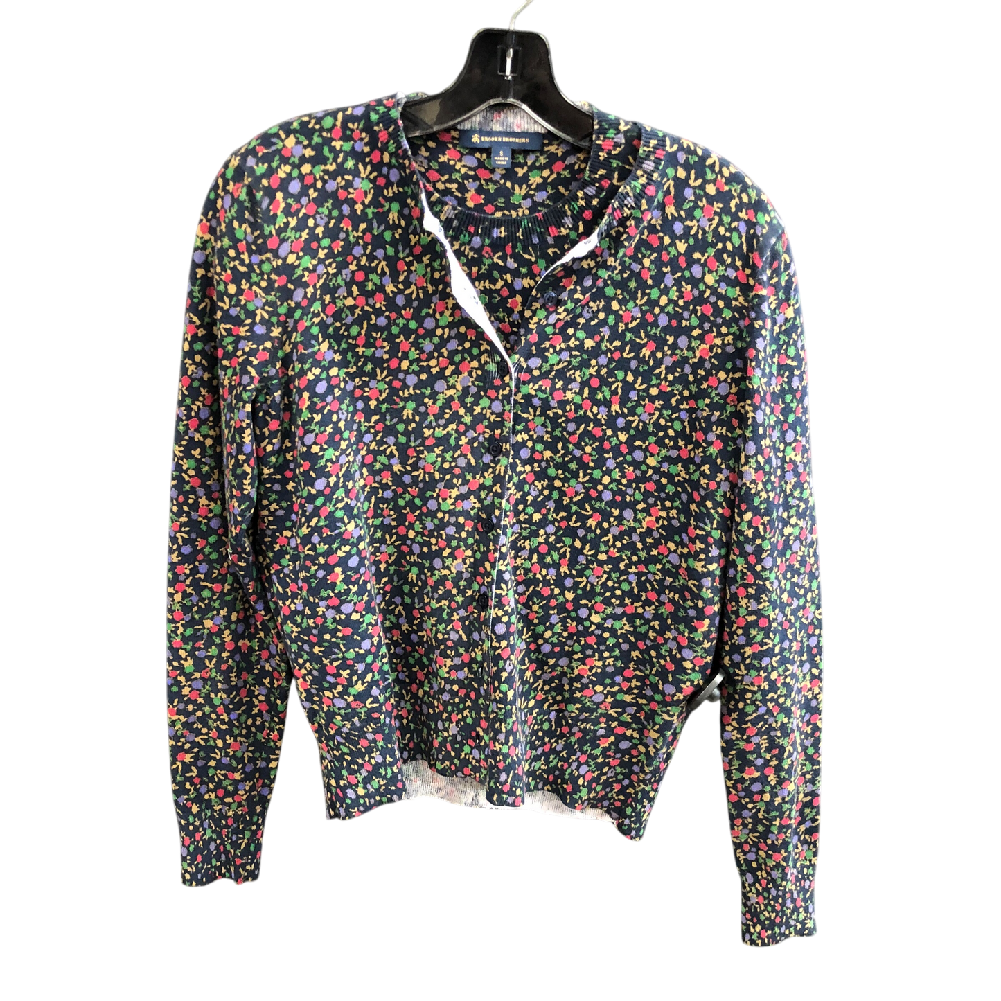 Cardigan Designer By Brooks Brothers In Floral Print, Size: S