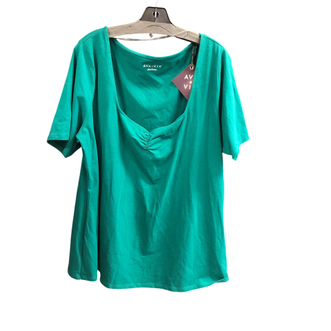 Top Short Sleeve By Ava & Viv In Green, Size: 2x