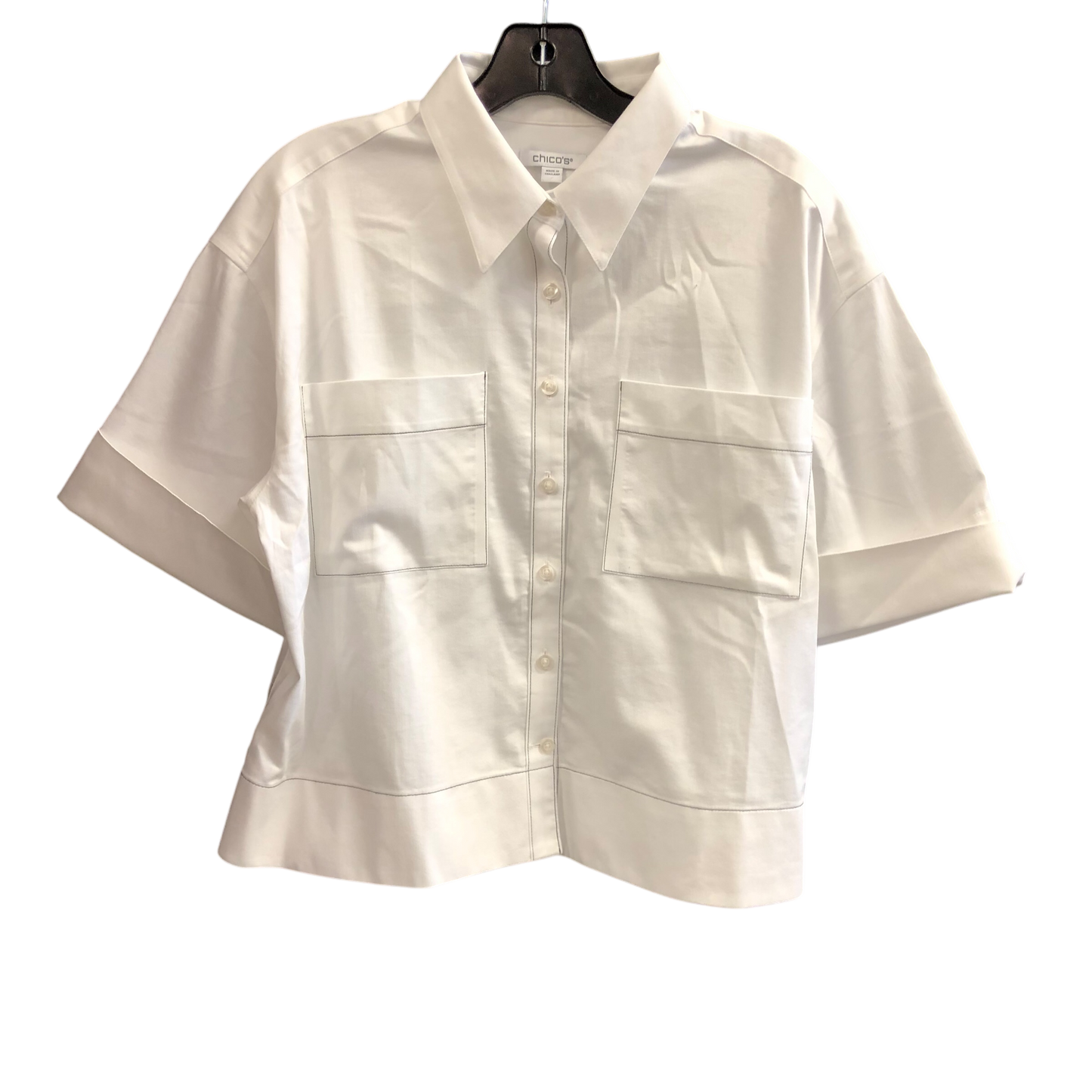 Top Short Sleeve By Chicos In White, Size: M