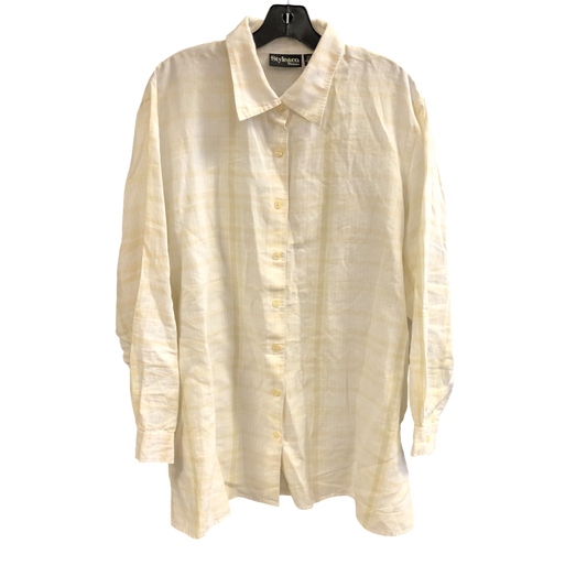 Top Long Sleeve By Style And Company In White & Yellow, Size: 18