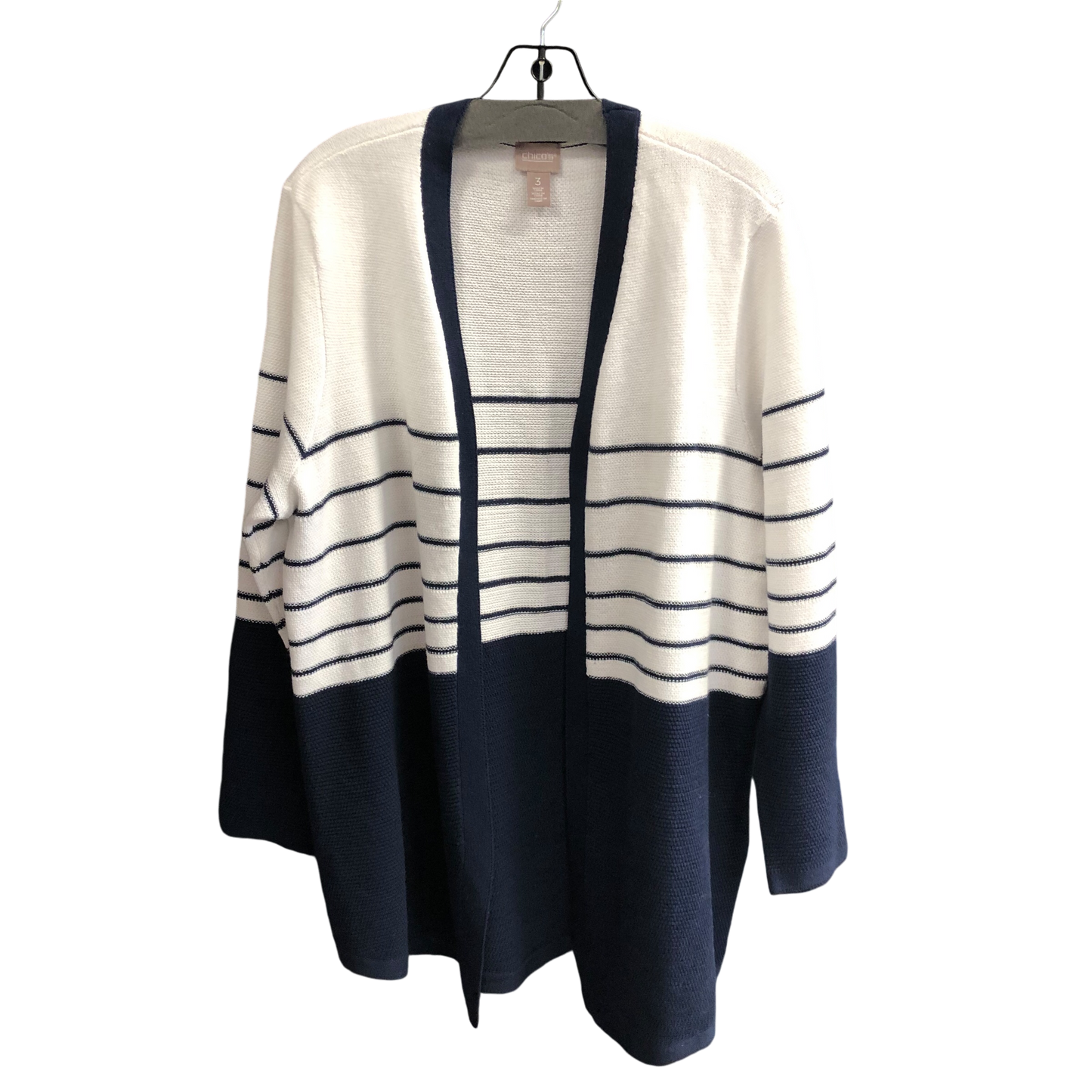 Cardigan By Chicos In Blue & White, Size: Xl