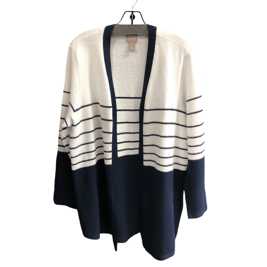 Cardigan By Chicos In Blue & White, Size: Xl