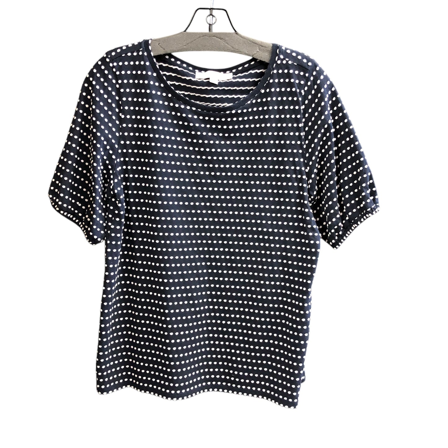 Top Short Sleeve By Loft In Blue & White, Size: M