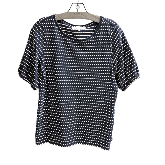 Top Short Sleeve By Loft In Blue & White, Size: M