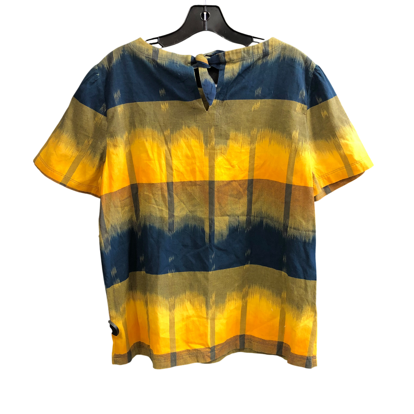 Top Short Sleeve By Loft In Blue & Yellow, Size: M