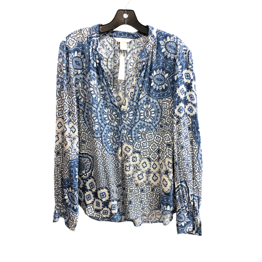 Top Long Sleeve By H&m In Blue & White, Size: 4