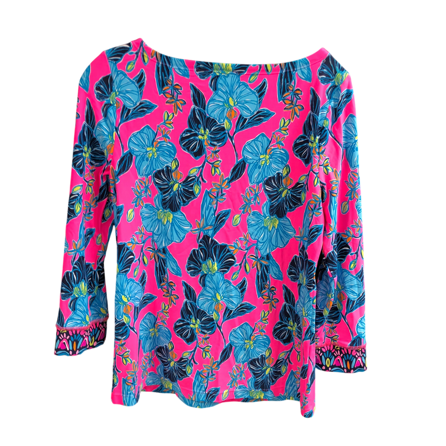 TOP 3/4 SLEEVE PINK FLORAL DESIGNER LILLY PULITZER SIZE: S