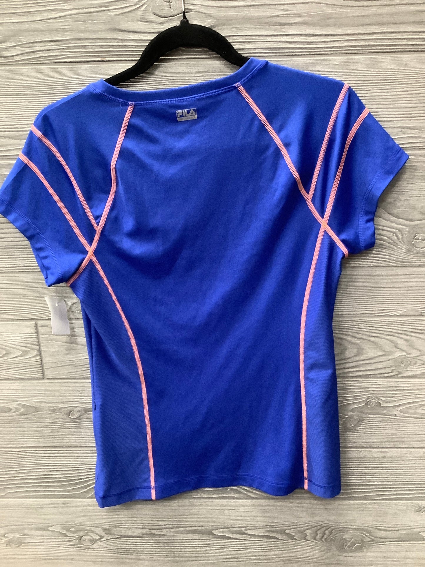 Athletic Top Short Sleeve By Fila In Blue, Size: M