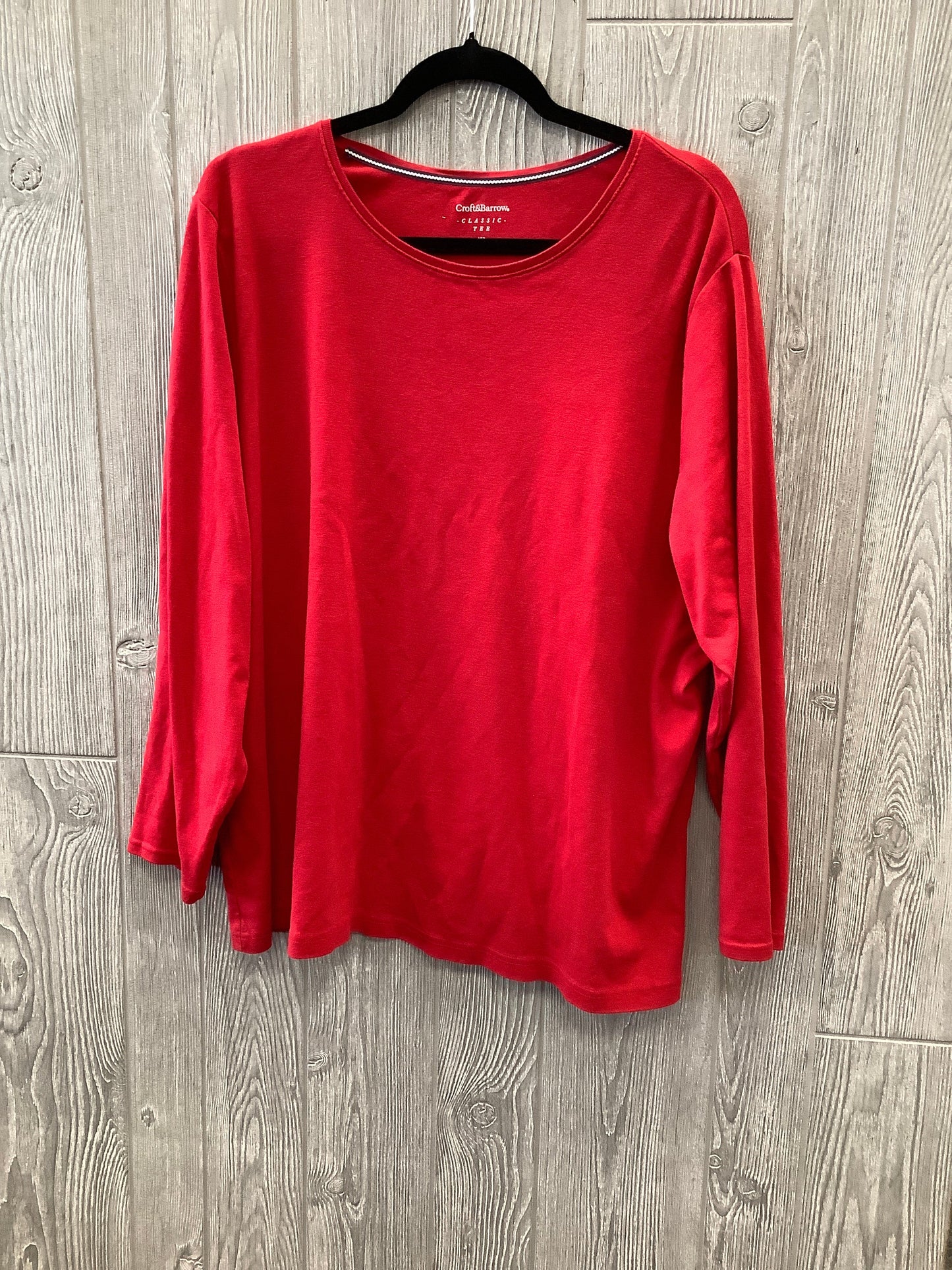 Red Top Long Sleeve Basic Croft And Barrow, Size 2x