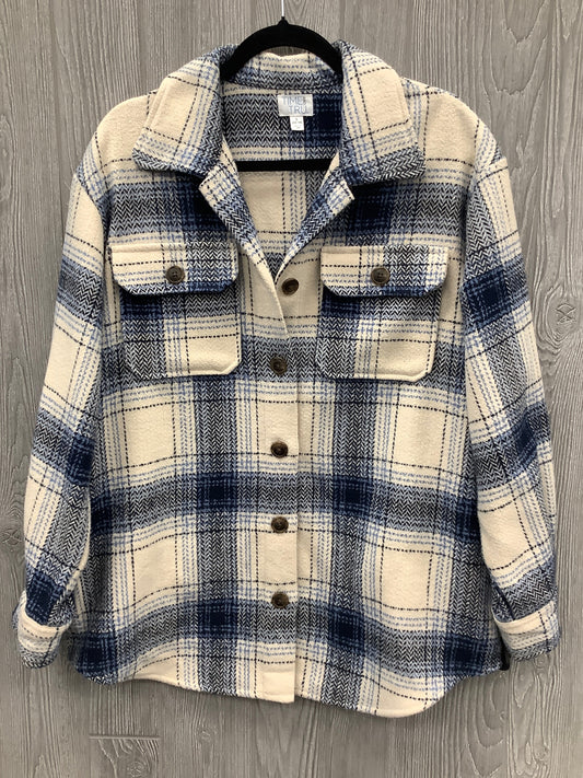 Jacket Shirt By Time And Tru In Blue, Size: L