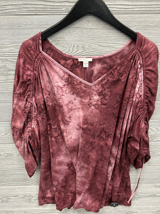 Top 3/4 Sleeve By Cato In Maroon, Size: 3x