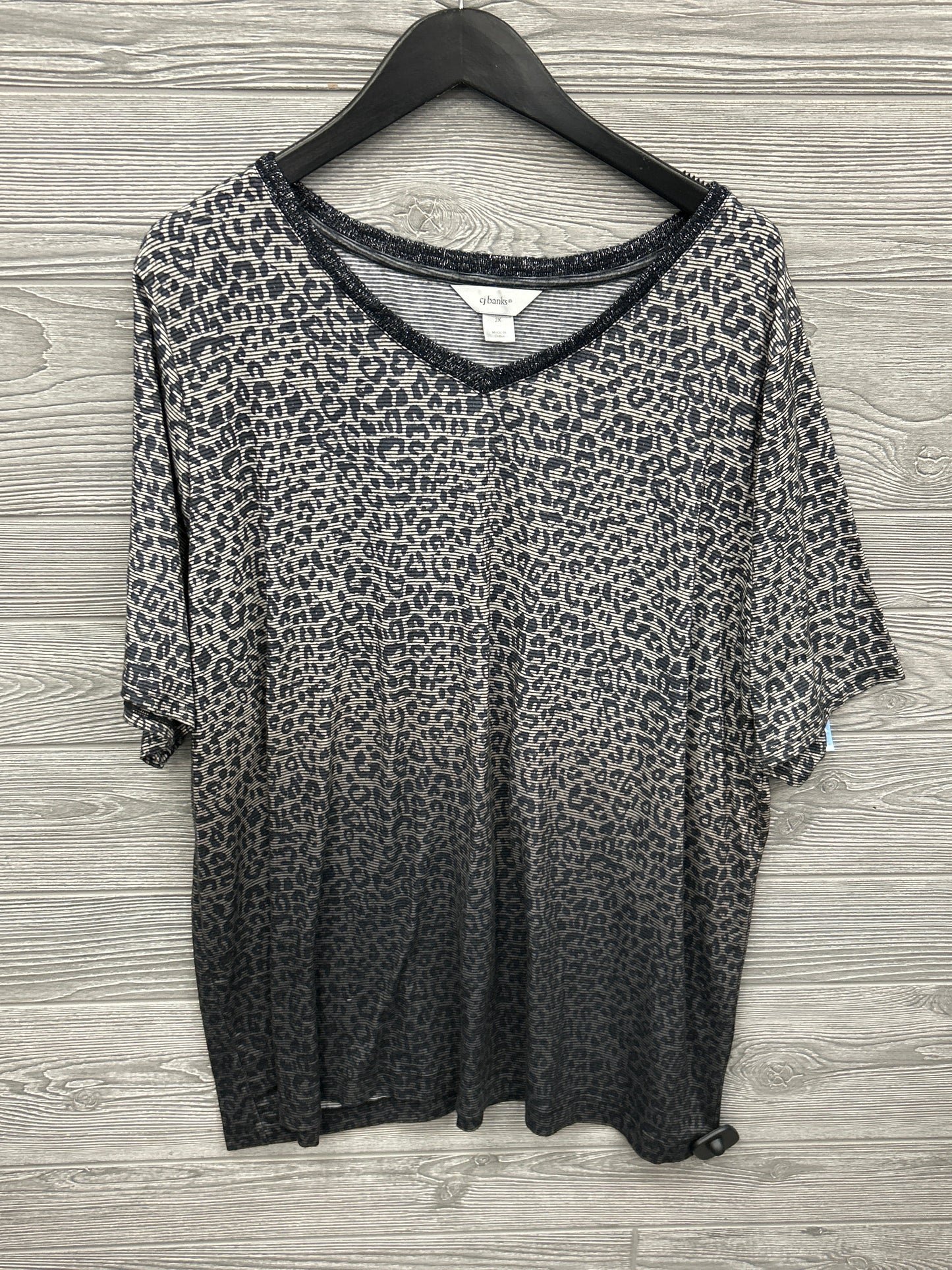 Top Short Sleeve By Cj Banks In Grey, Size: 2x