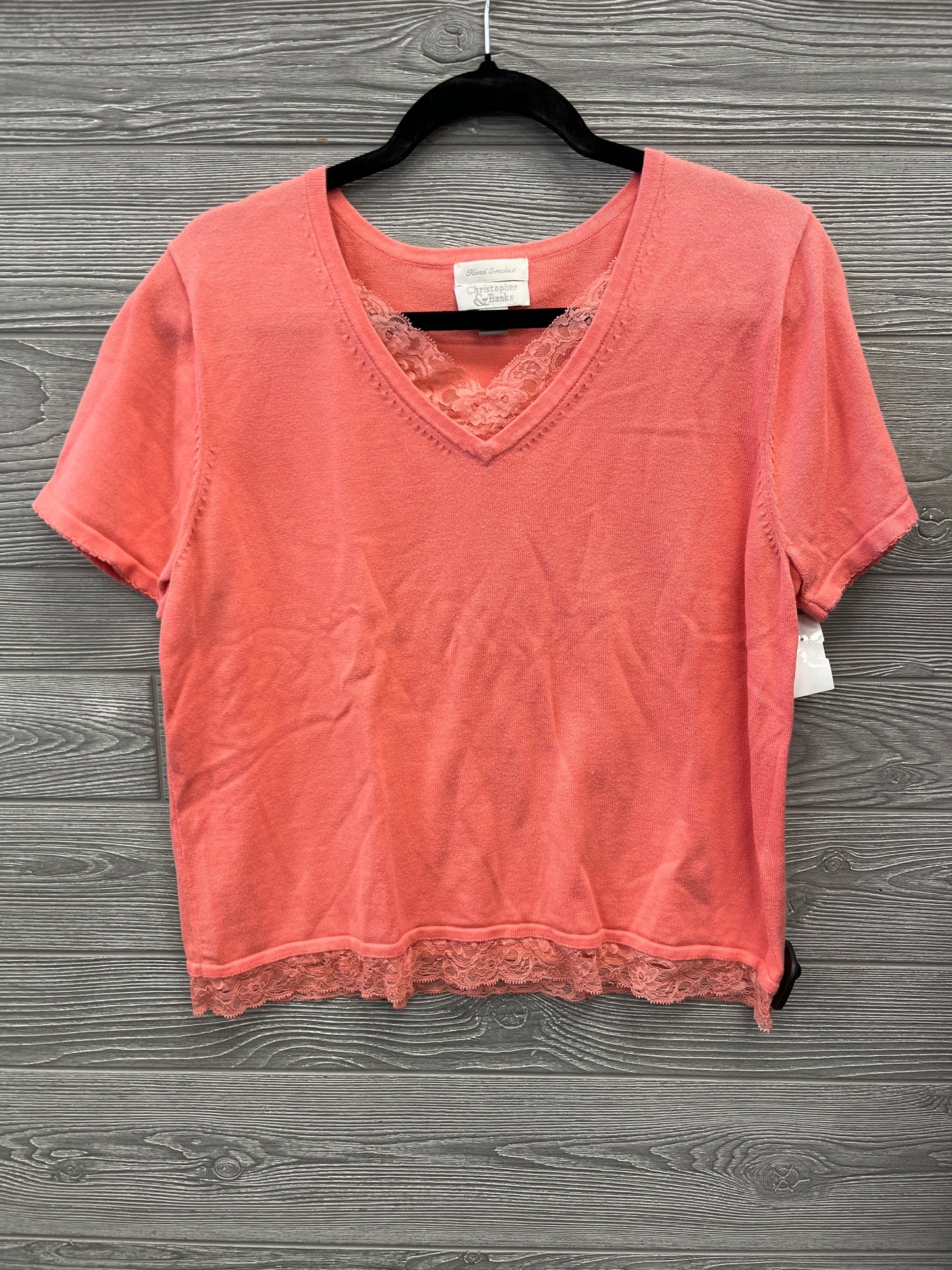 Top Short Sleeve By Christopher And Banks In Coral, Size: Xl