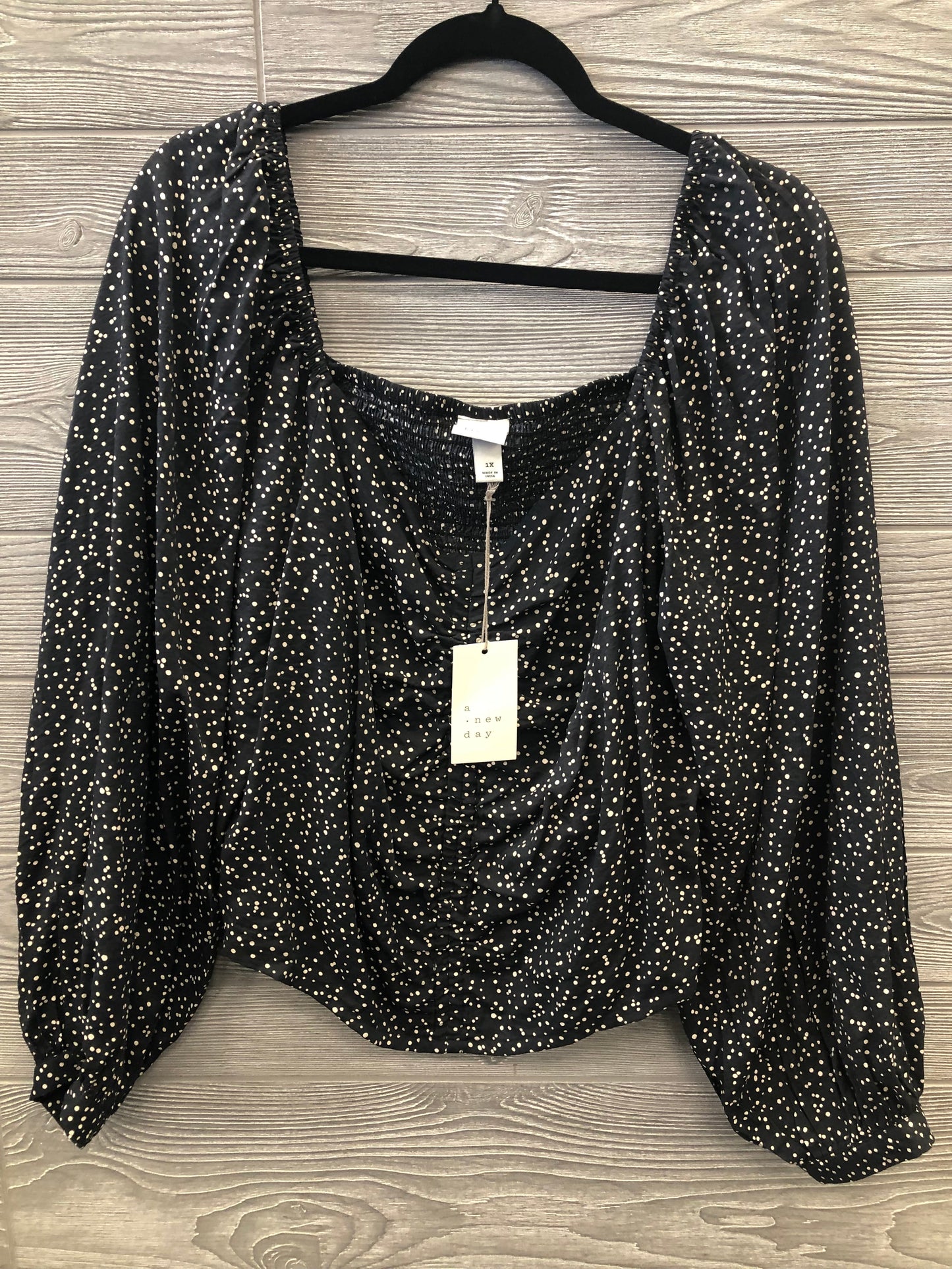 Top Long Sleeve By A New Day In Black, Size: 1x