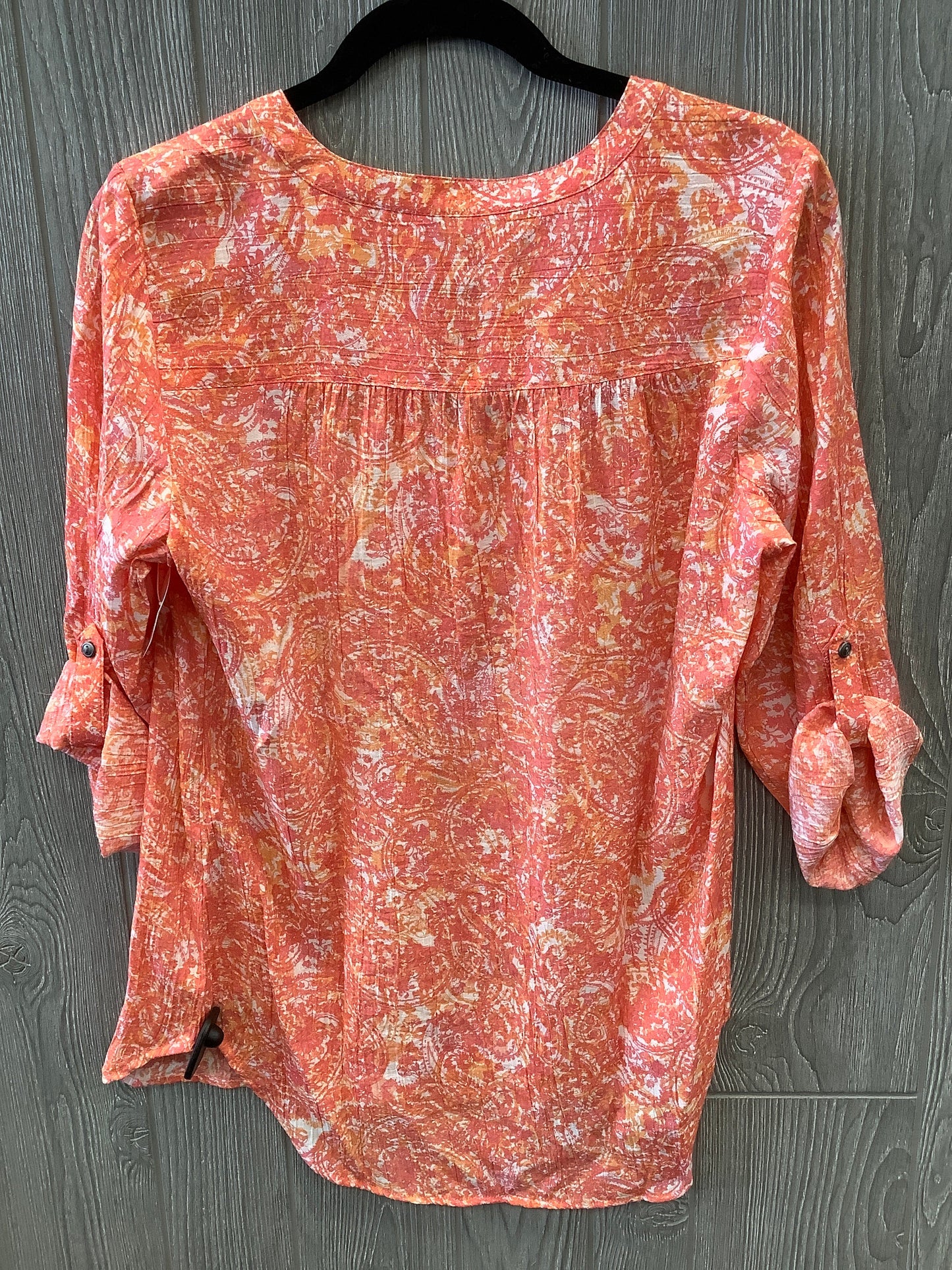 Top 3/4 Sleeve By Kim Rogers In Orange, Size: M