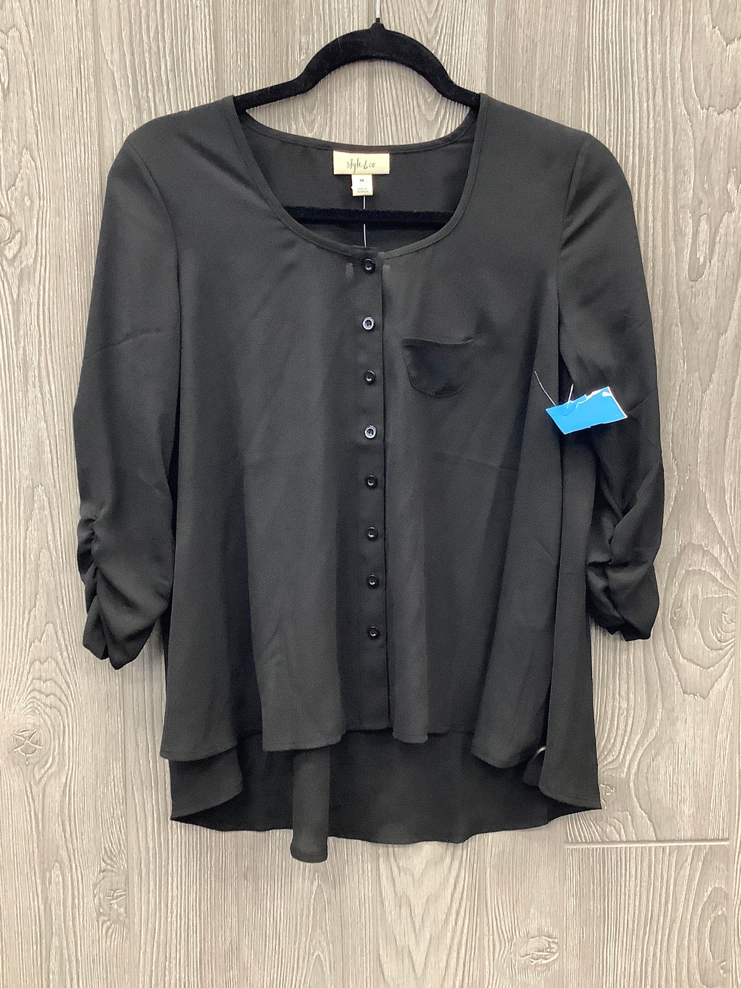 Top Long Sleeve By Style And Company In Black, Size: Sp