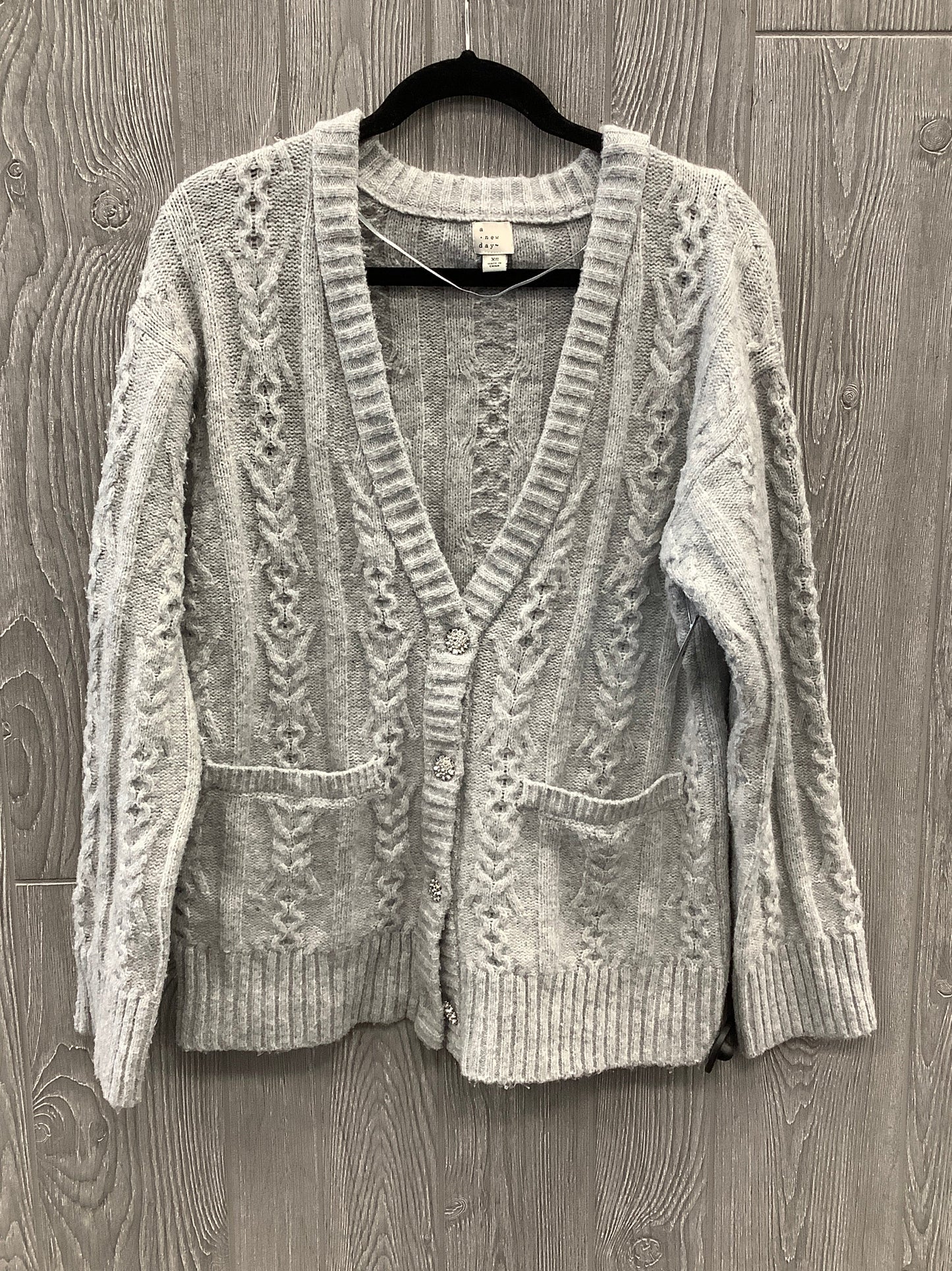 Sweater Cardigan By A New Day In Grey, Size: Xs