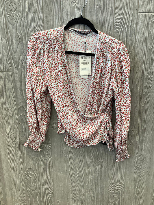 Floral Print Top Long Sleeve Zara, Size Xs