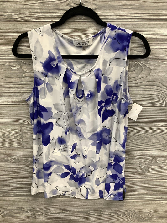 Top Sleeveless By Kasper In Blue & White, Size: M