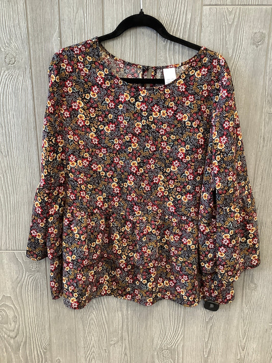 Floral Print Blouse Long Sleeve Time And Tru, Size Xxl