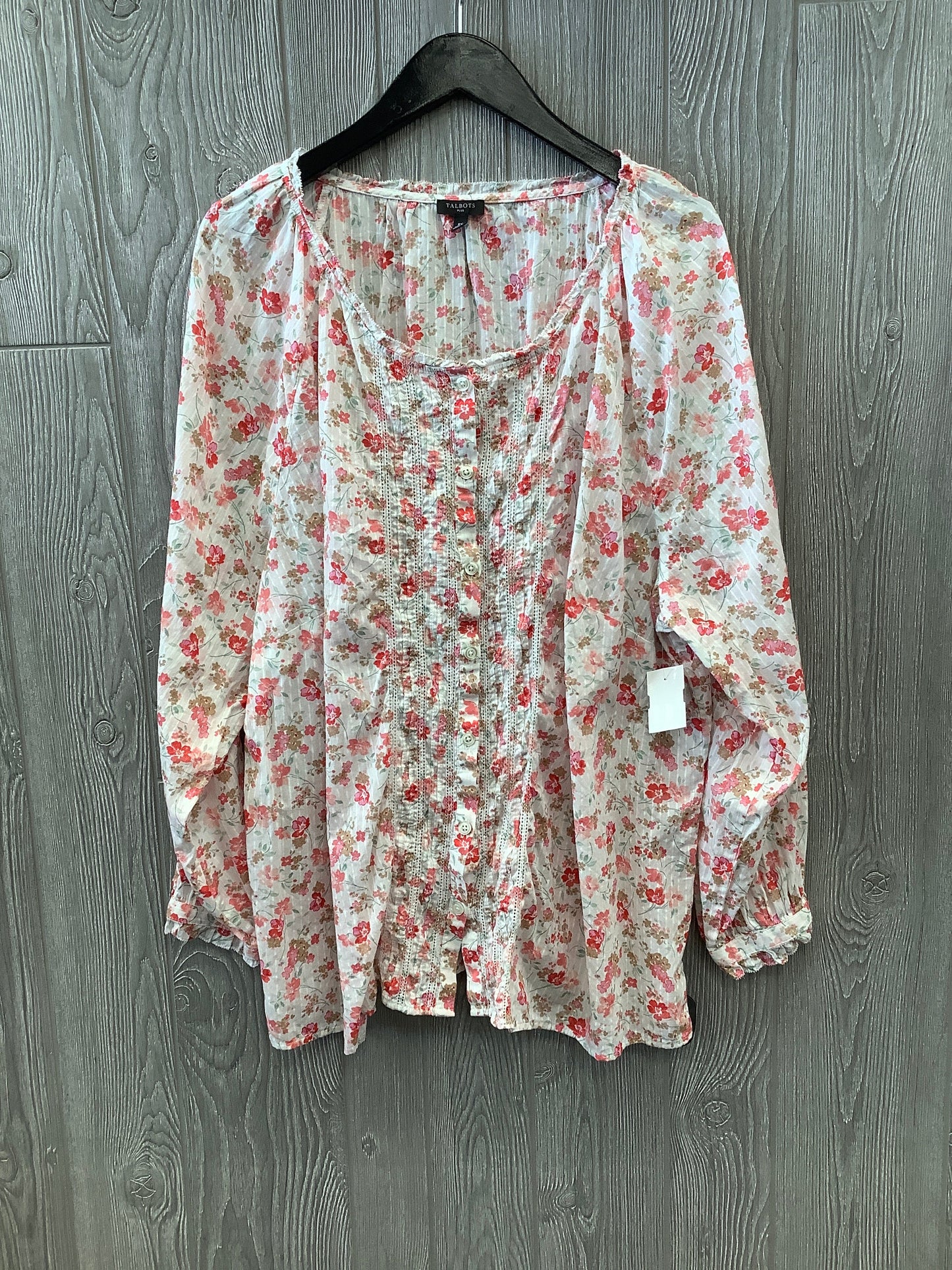 Floral Print Blouse Long Sleeve Talbots, Size 3x