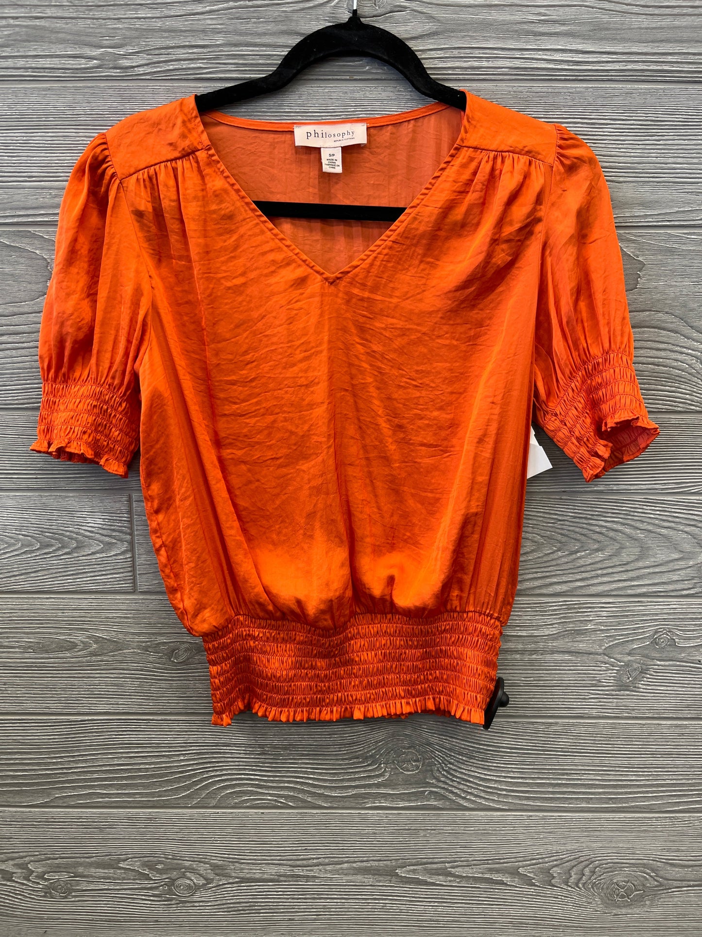 Top Short Sleeve By Philosophy In Orange, Size: S