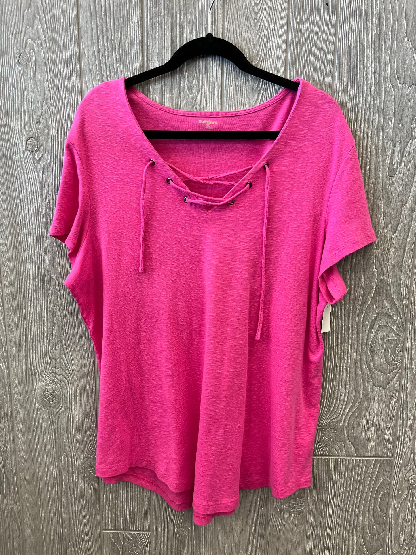 Top Short Sleeve By Ruff Hewn In Pink, Size: 2x