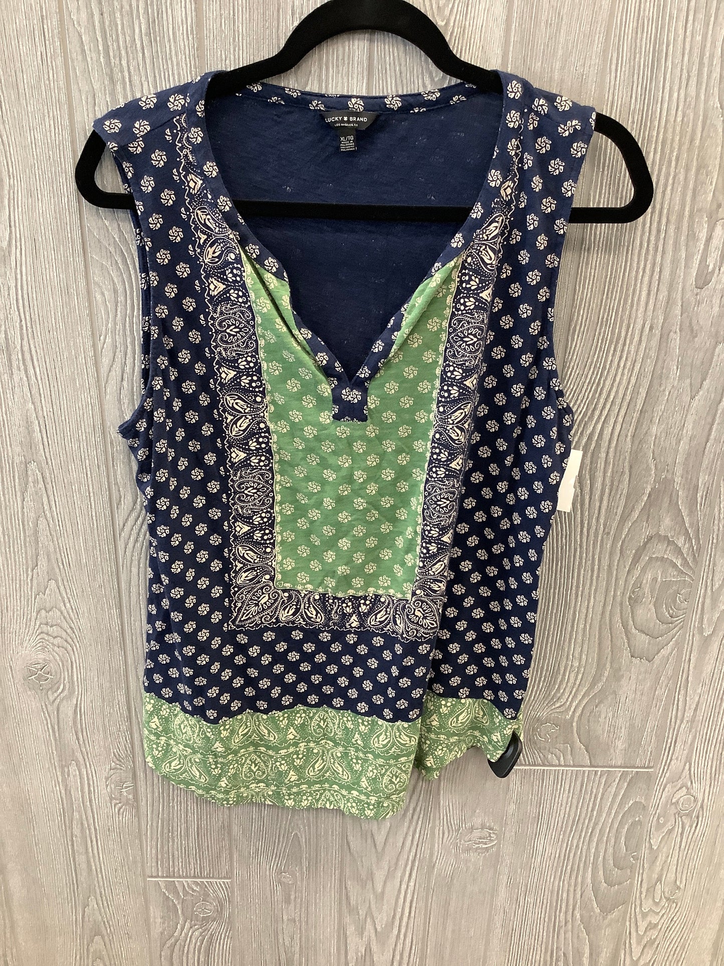 Top Sleeveless By Lucky Brand In Blue & Green, Size: Xl