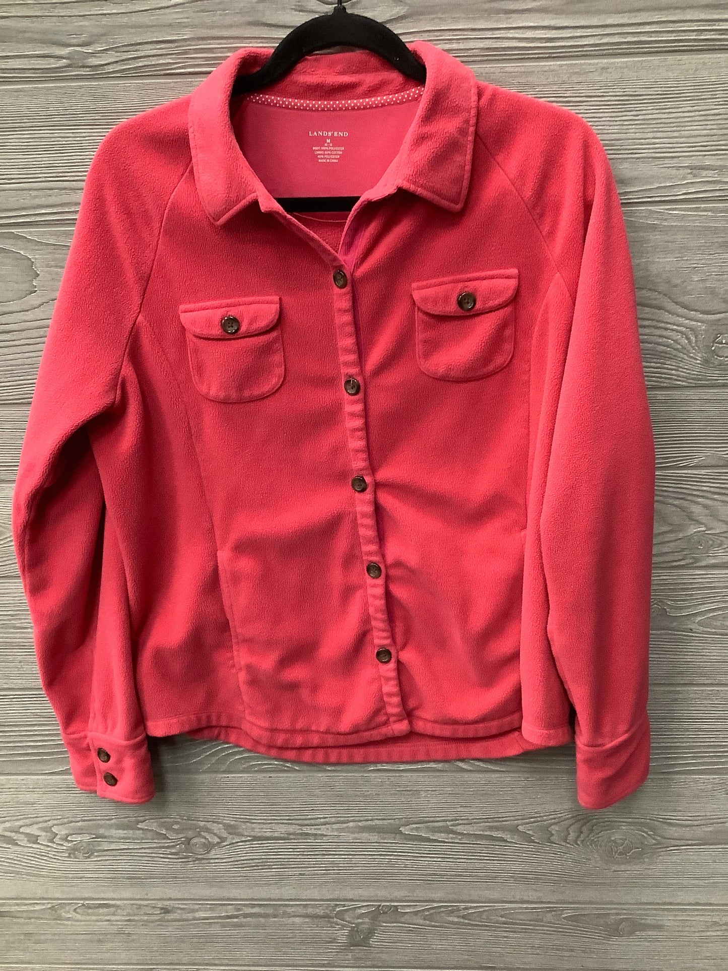 Jacket Fleece By Lands End In Pink, Size: M