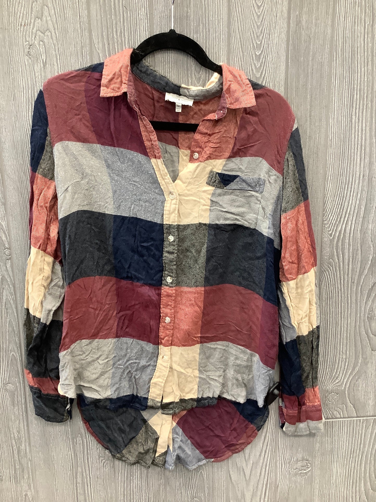 Top Long Sleeve By Lucky Brand In Plaid Pattern, Size: M