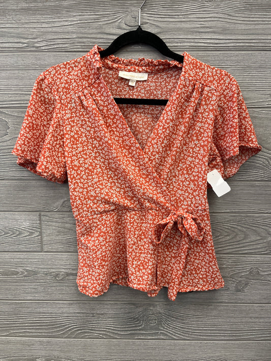 Blouse Short Sleeve By Monteau In Orange, Size: M