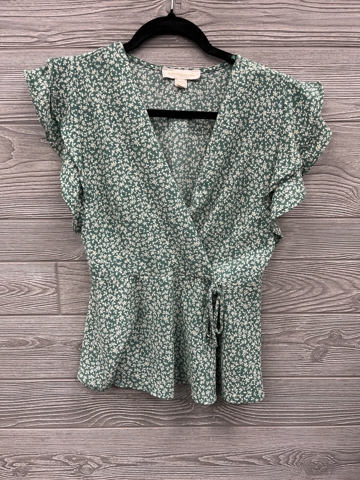 Blouse Short Sleeve By Monteau In Green, Size: M