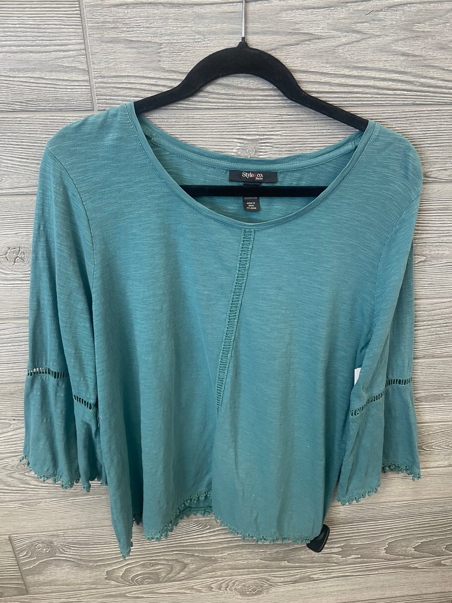 Top 3/4 Sleeve By Style And Company In Teal, Size: Petite L