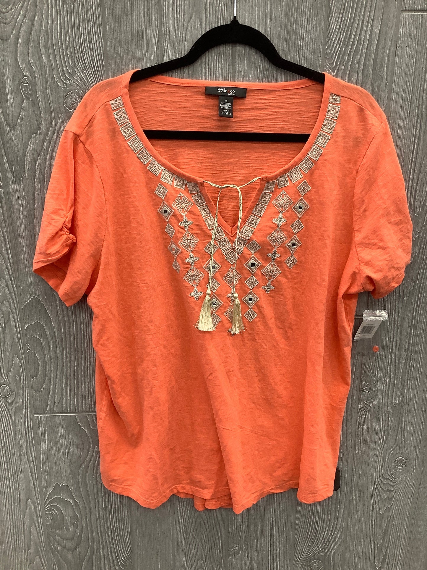 Top Short Sleeve By Style And Company In Orange, Size: 1x