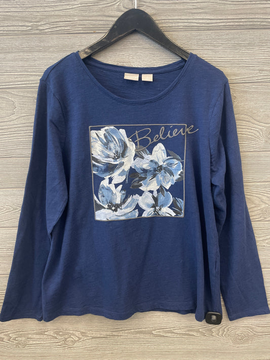 Top Long Sleeve By Chicos In Blue, Size: L