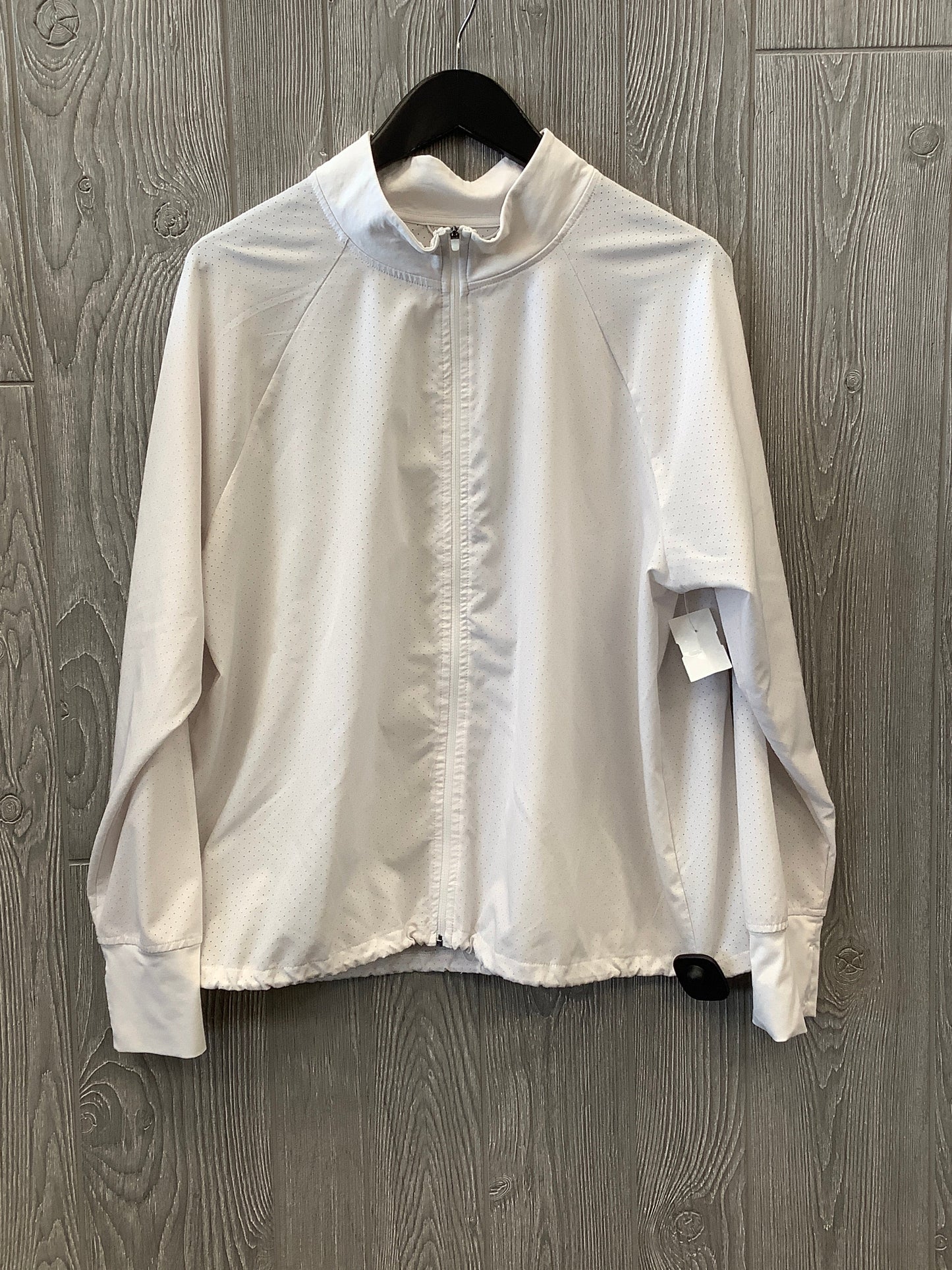 Athletic Top Long Sleeve Collar By Clothes Mentor In White, Size: 1x