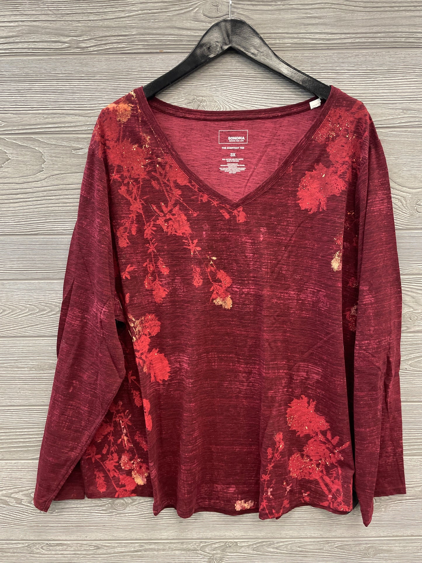 Top Long Sleeve By Sonoma In Red, Size: 3x