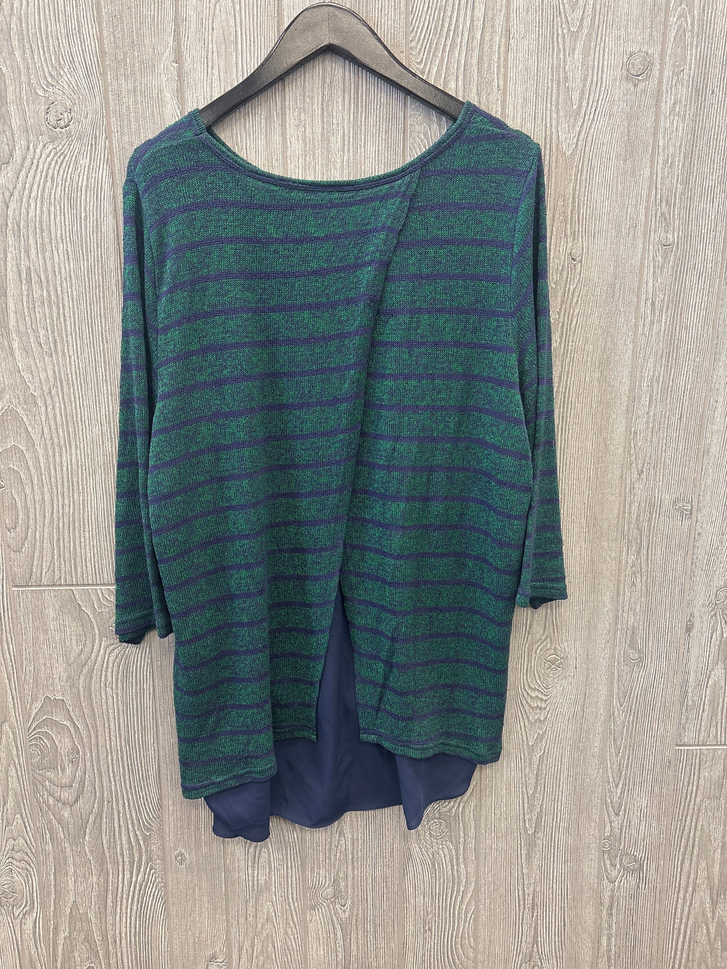 Top Long Sleeve By Agb In Blue & Green, Size: 3x