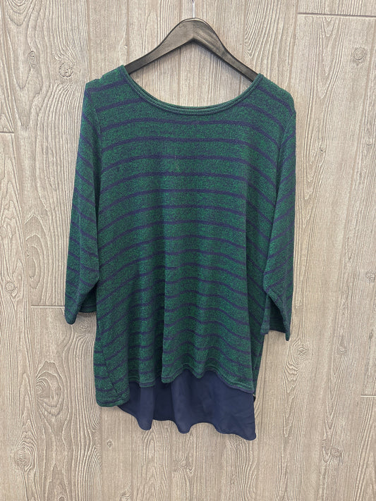 Top Long Sleeve By Agb In Blue & Green, Size: 3x