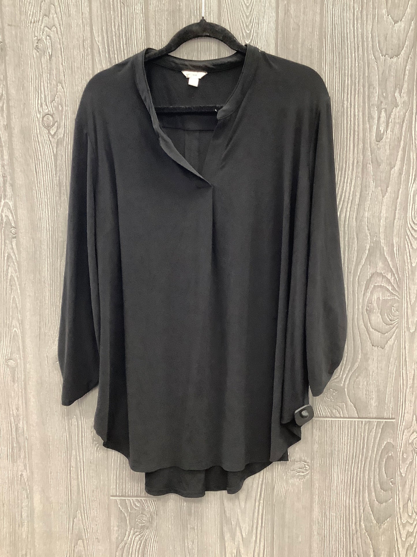 Blouse Long Sleeve By Cato In Black, Size: 18